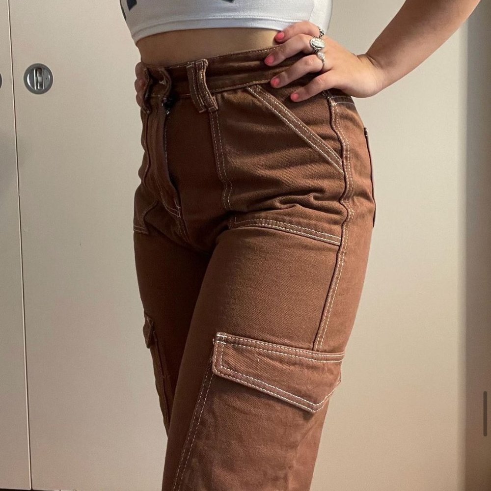 Chocolate Brown Pocket Jeans